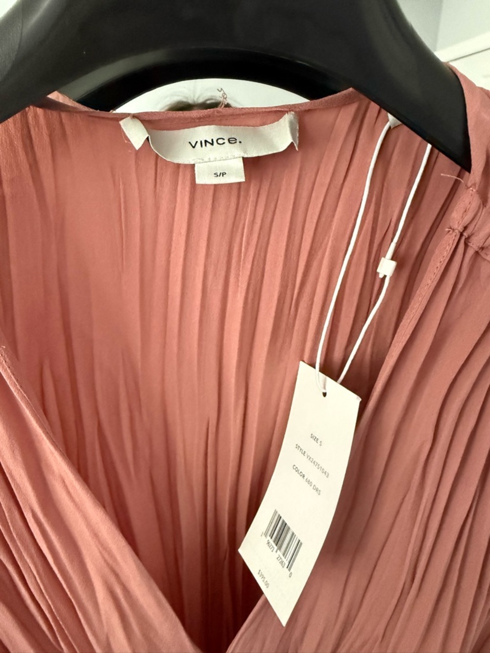 Vince Dusty Rose Pleated Sleeveless Mid Dress - size S - Picture 2 of 4